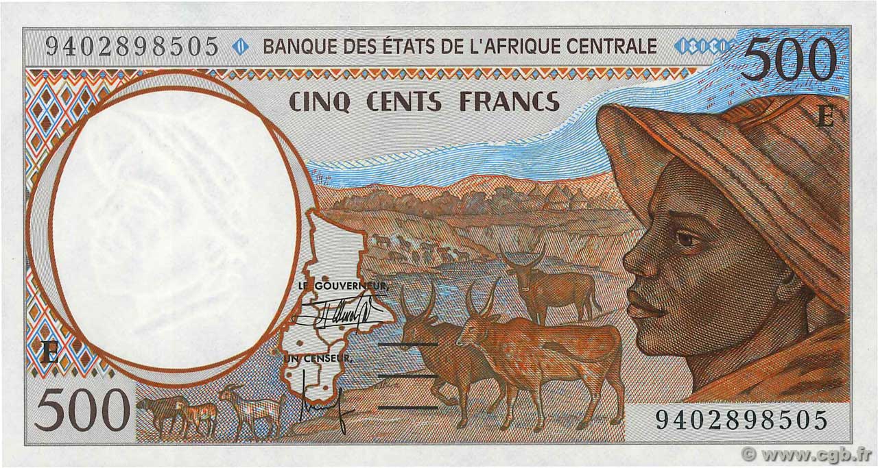 500 Francs STATI DI L  AFRICA CENTRALE  1994 P.201Eb FDC