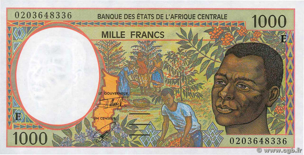 1000 Francs STATI DI L  AFRICA CENTRALE  2002 P.202Eh q.FDC