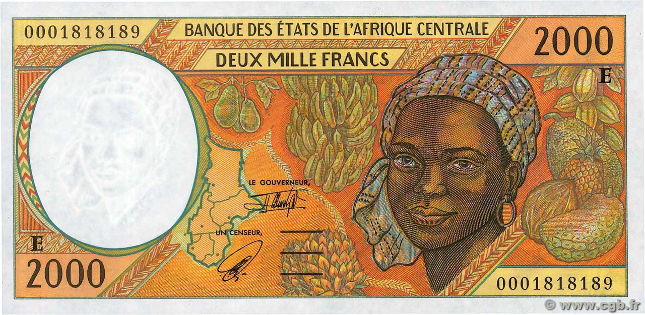 2000 Francs ZENTRALAFRIKANISCHE LÄNDER  2000 P.203Eg ST