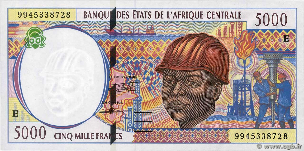 5000 Francs STATI DI L  AFRICA CENTRALE  1999 P.204Ee FDC