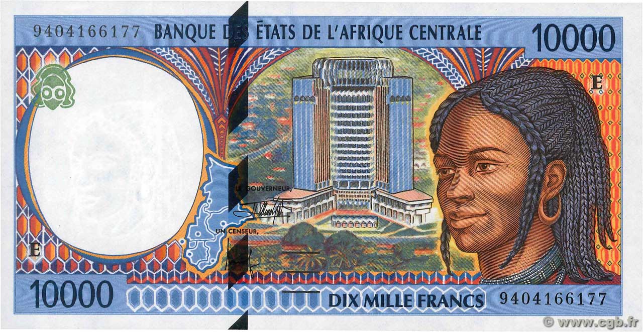 10000 Francs STATI DI L  AFRICA CENTRALE  1994 P.205Ea AU