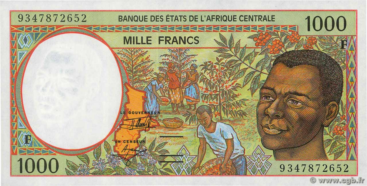 1000 Francs STATI DI L  AFRICA CENTRALE  1993 P.302Fa FDC