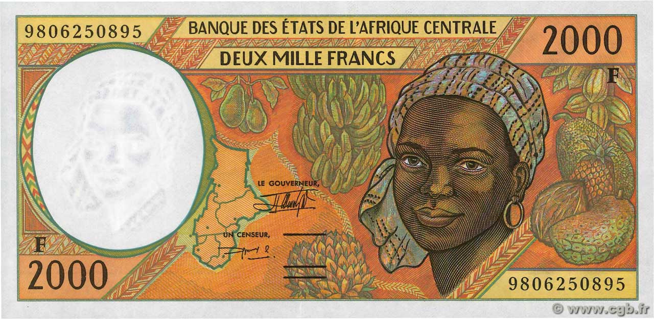 2000 Francs CENTRAL AFRICAN STATES  1998 P.303Fe UNC