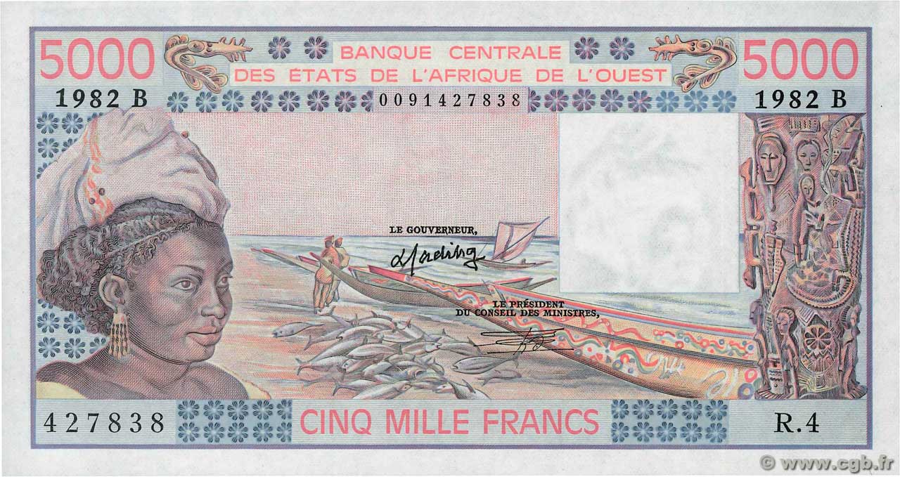 5000 Francs ÉTATS DE L AFRIQUE DE L OUEST  1982 P.208Bf NEUF
