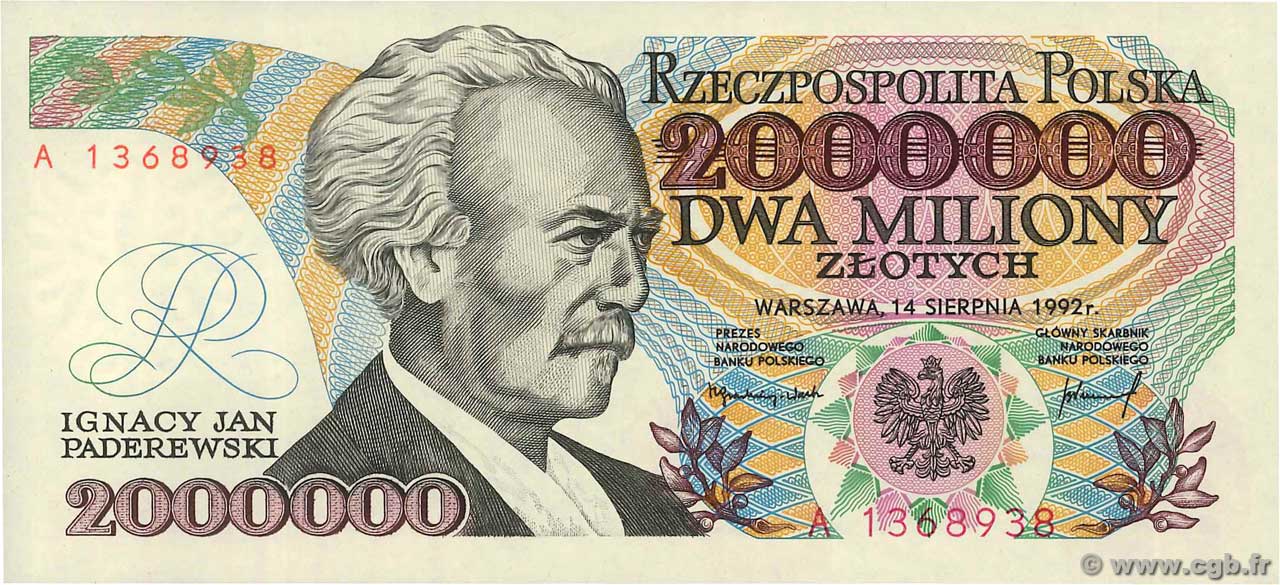 2000000 Zlotych POLAND  1992 P.158a UNC-