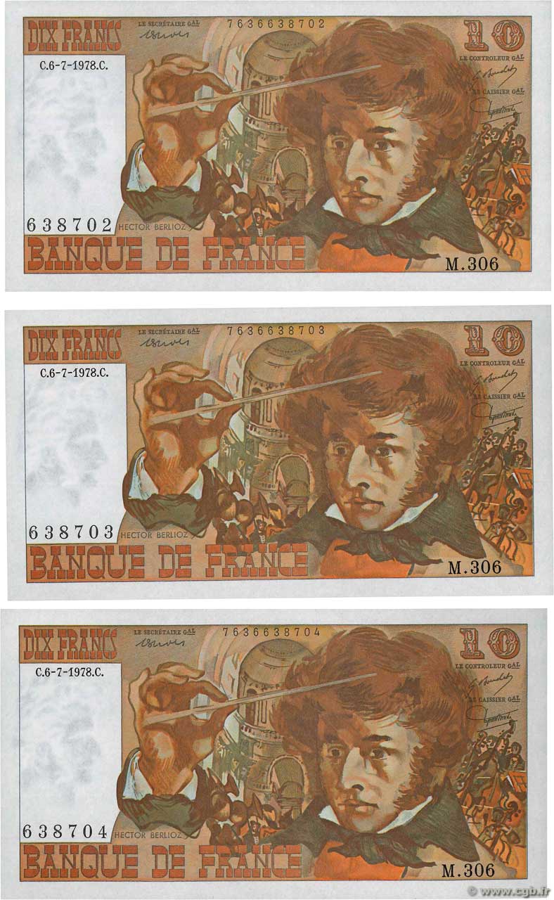10 Francs BERLIOZ Consécutifs FRANCIA  1978 F.63.25 SC+