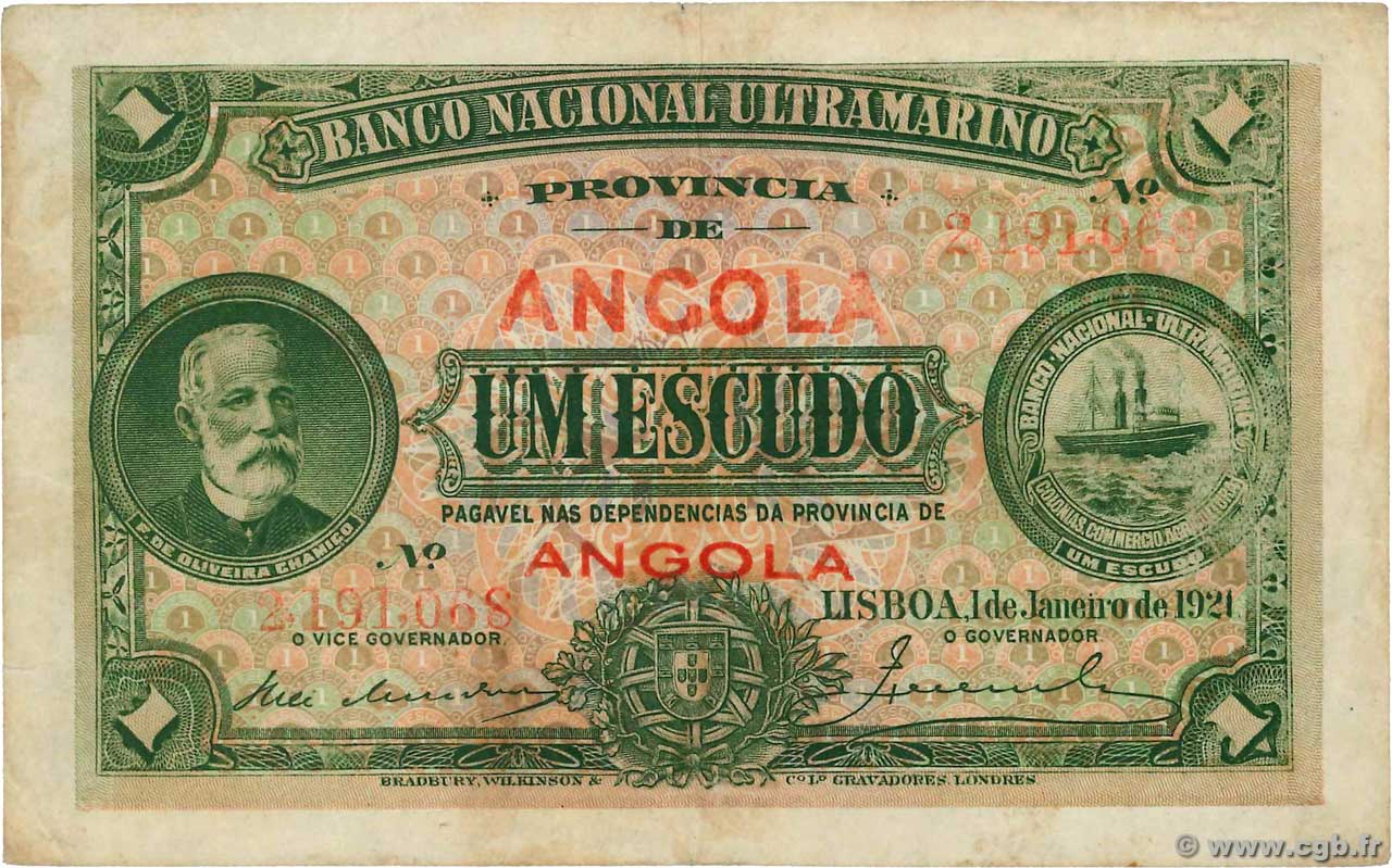 1 Escudo ANGOLA  1921 P.055 BB