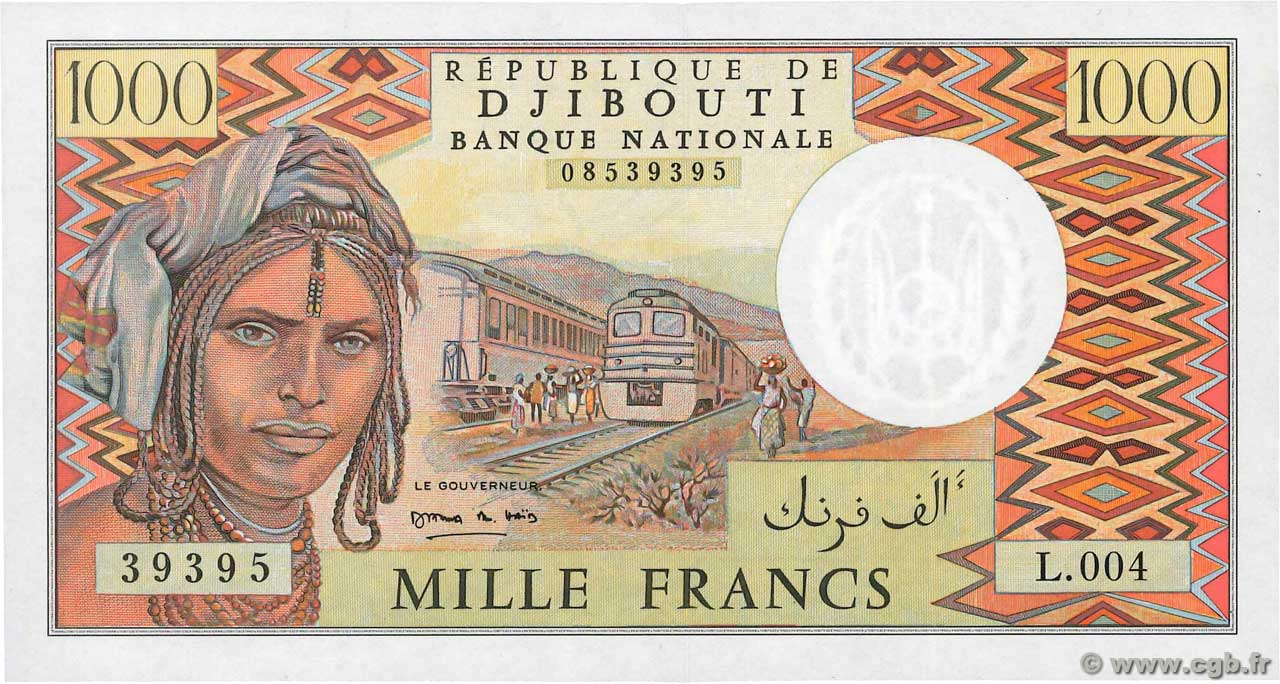 1000 Francs DJIBUTI  1991 P.37e q.FDC