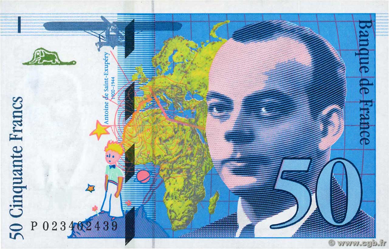 50 Francs SAINT-EXUPÉRY modifié FRANCIA  1994 F.73.01d EBC