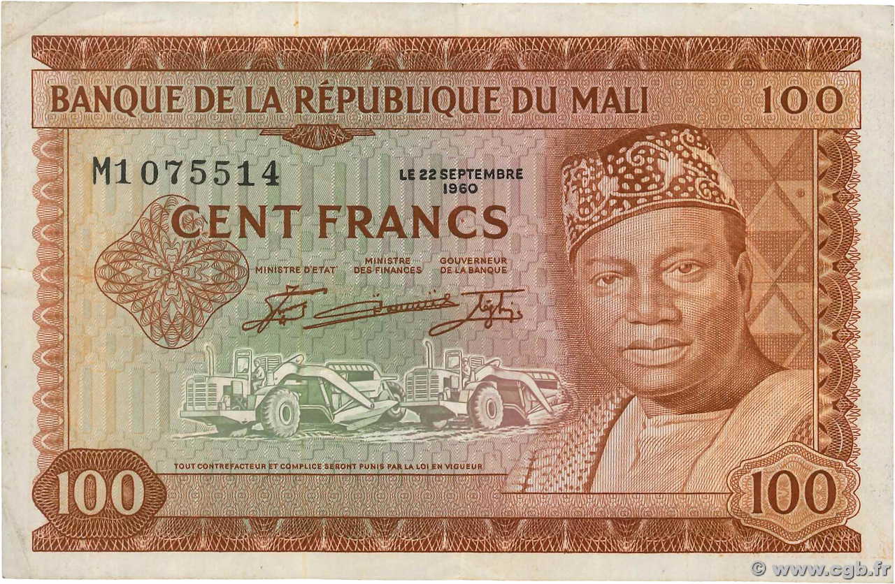 100 Francs MALI  1960 P.07a F+