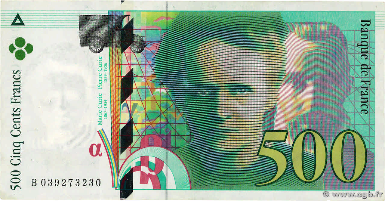 500 Francs PIERRE ET MARIE CURIE FRANCE  1998 F.76.04 pr.TTB