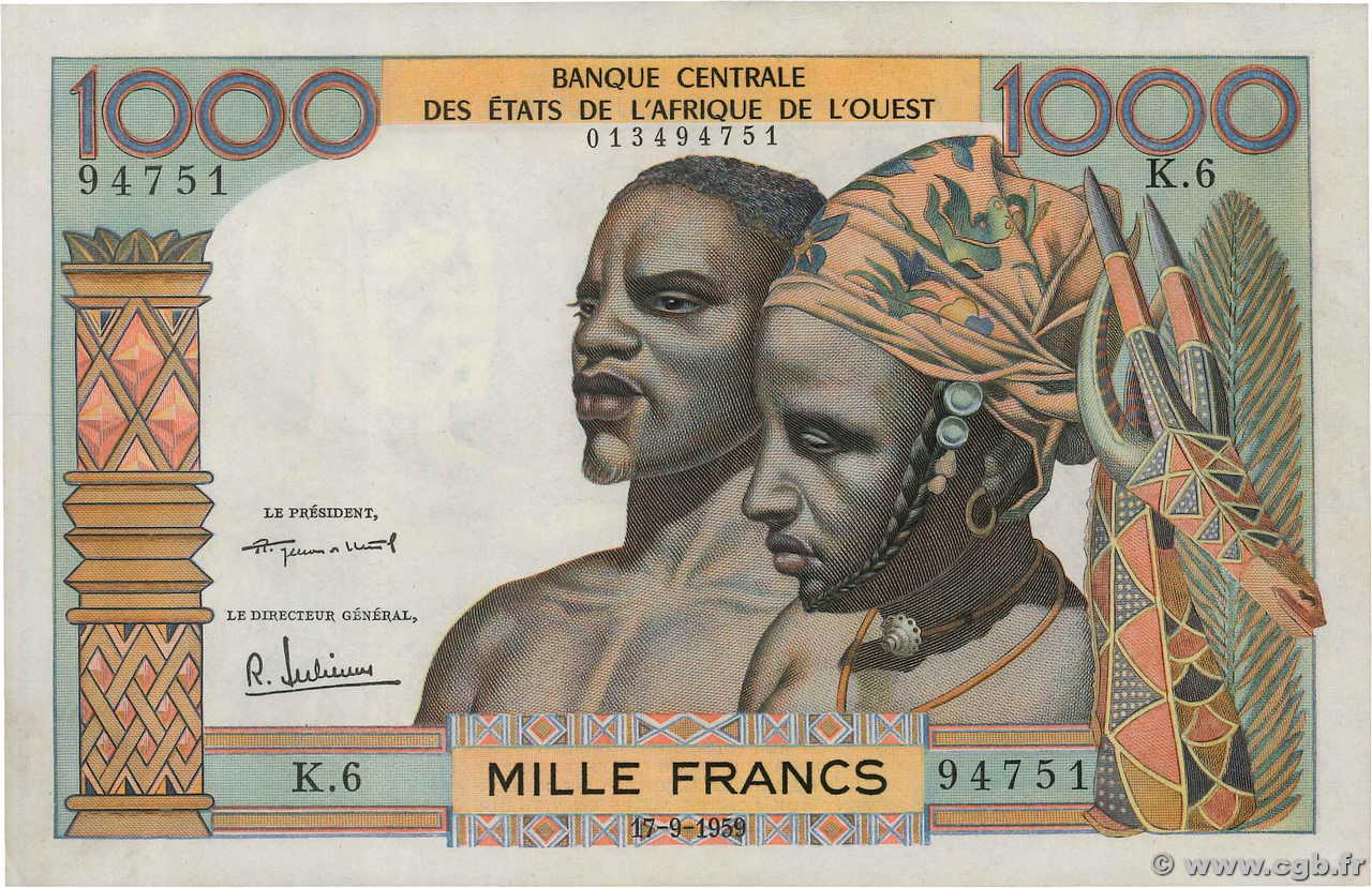 1000 Francs ÉTATS DE L AFRIQUE DE L OUEST  1959 P.004 SPL
