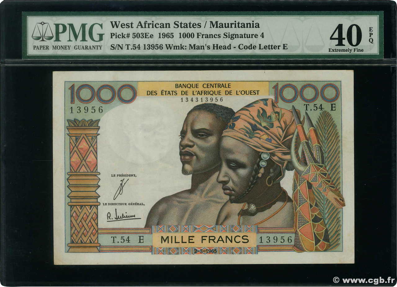 1000 Francs ÉTATS DE L AFRIQUE DE L OUEST  1965 P.503Ee TTB+