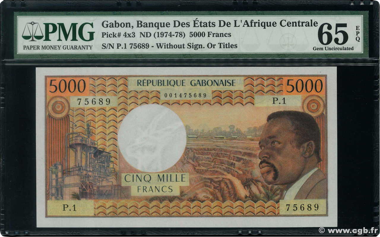 5000 Francs Fauté GABON  1974 P.04x FDC