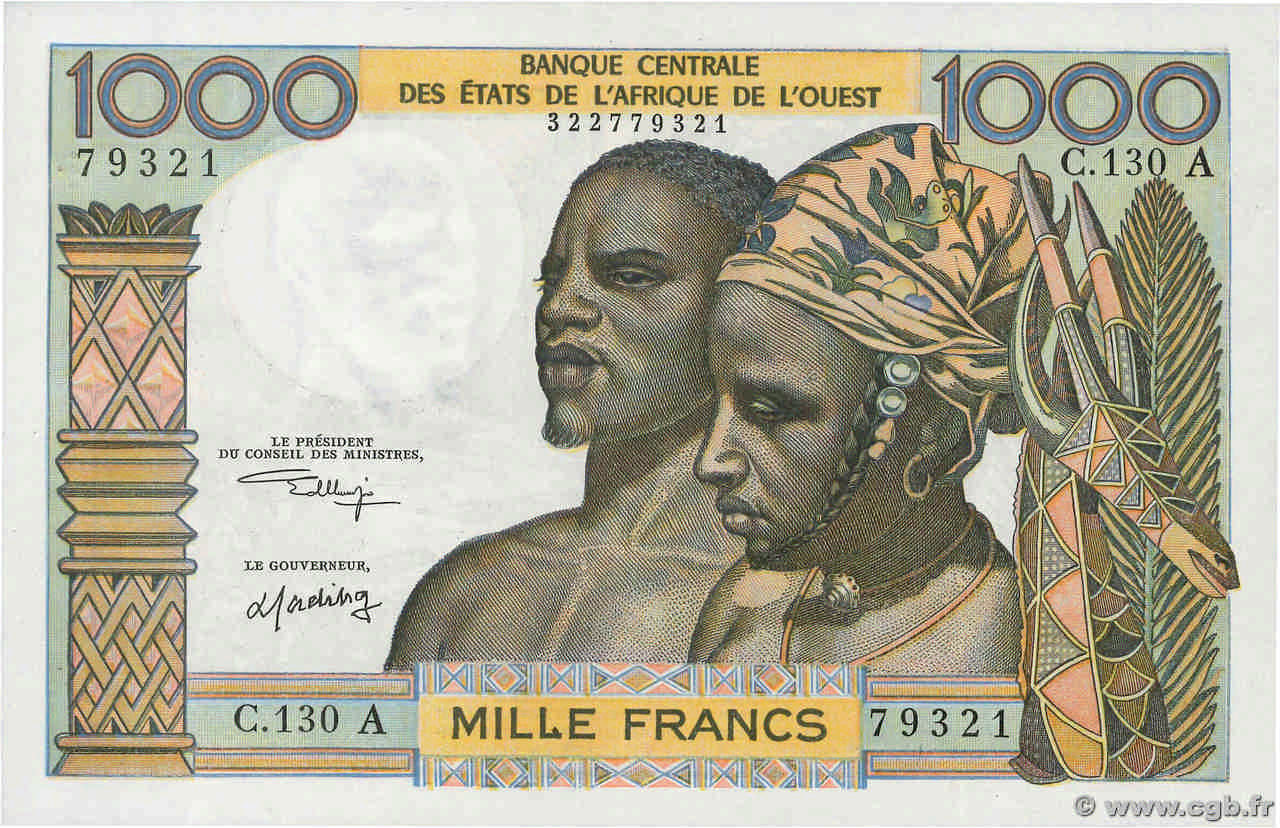 1000 Francs ÉTATS DE L AFRIQUE DE L OUEST  1973 P.103Aj SPL