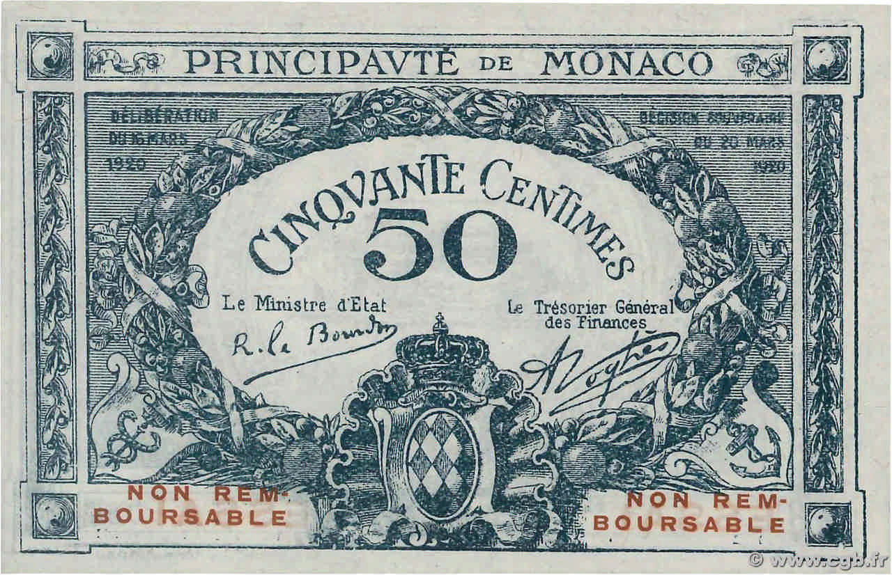 50 Centimes Essai MONACO  1920 P.03r FDC