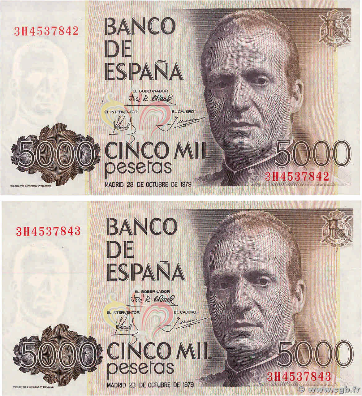 5000 Pesetas Consécutifs SPANIEN  1979 P.160 fST+
