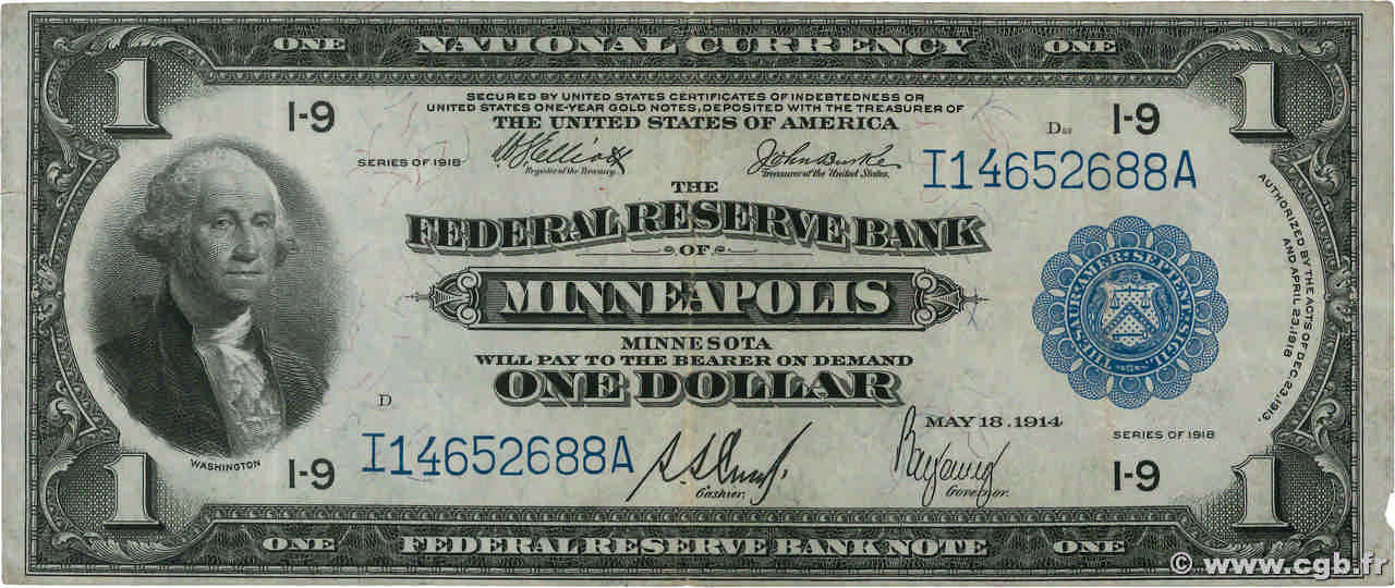 1 Dollar STATI UNITI D AMERICA Minneapolis 1918 P.371I BB