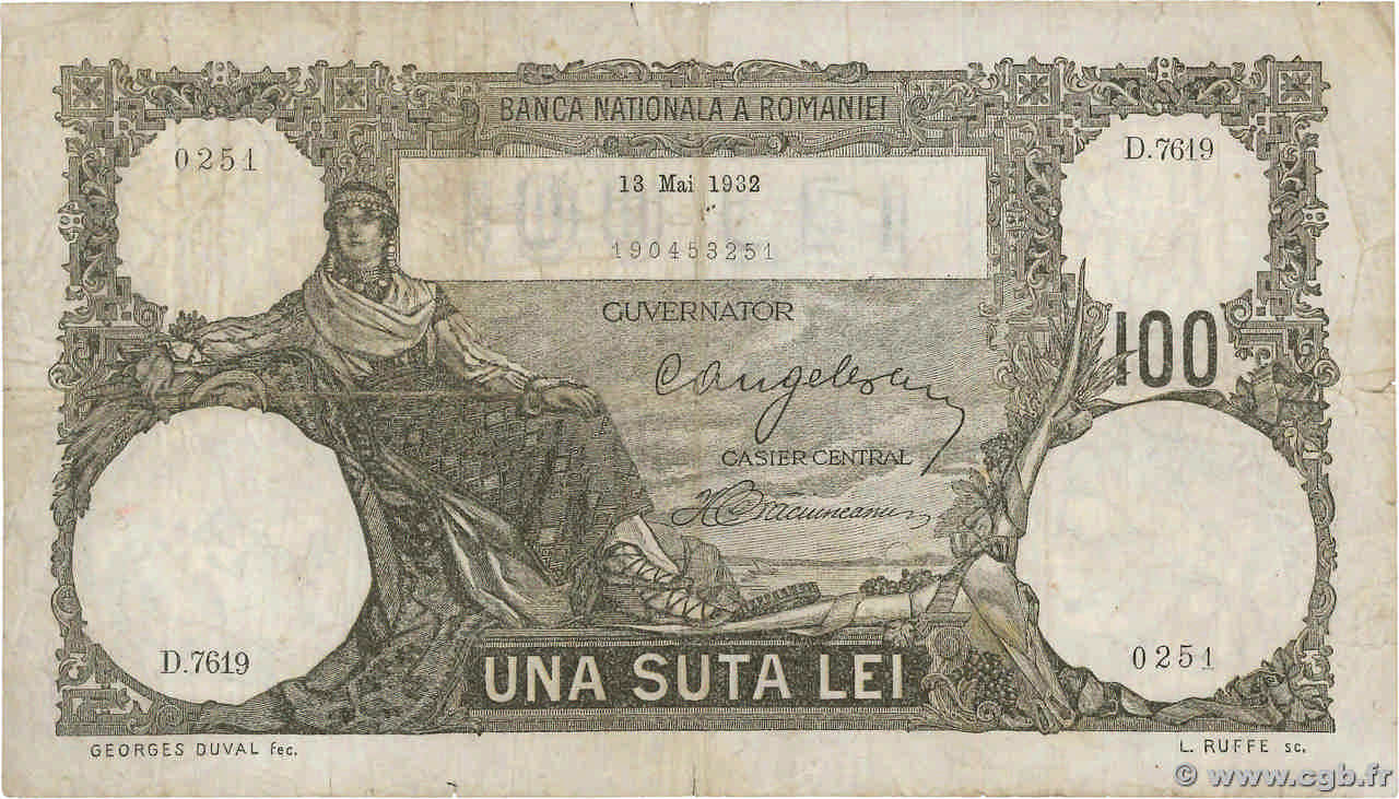 100 Lei ROMANIA  1932 P.033 F
