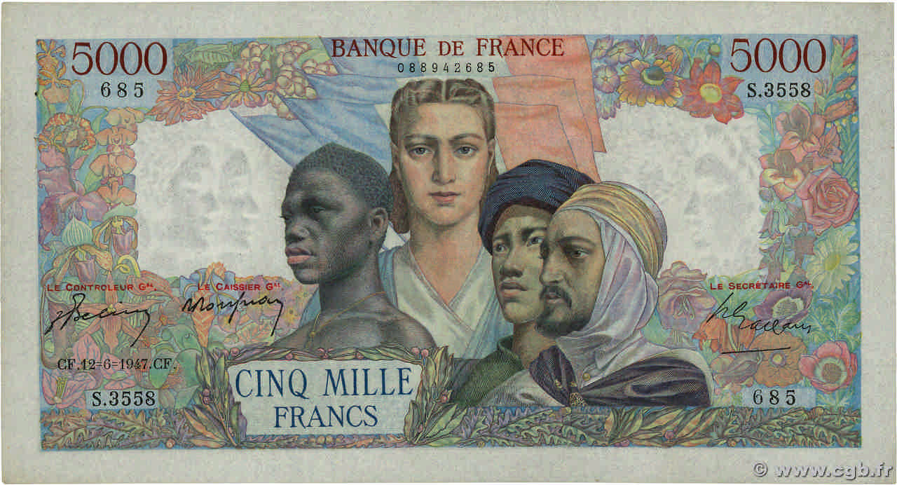 5000 Francs EMPIRE FRANÇAIS FRANCE  1947 F.47.60 XF