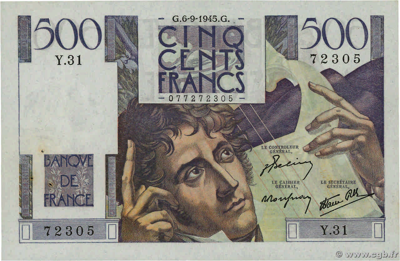 500 Francs CHATEAUBRIAND FRANCE  1945 F.34.02 TTB