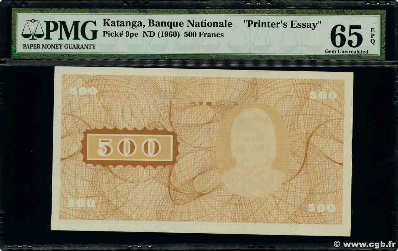 500 Francs Épreuve KATANGA  1960 P.09pe pr.NEUF