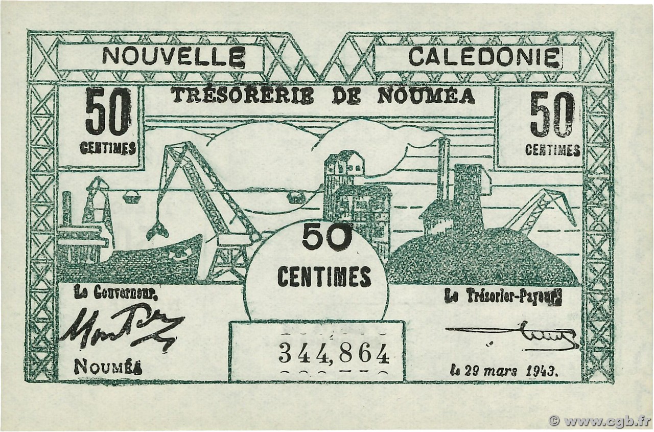 50 Centimes  NOUVELLE CALÉDONIE  1943 P.54 NEUF