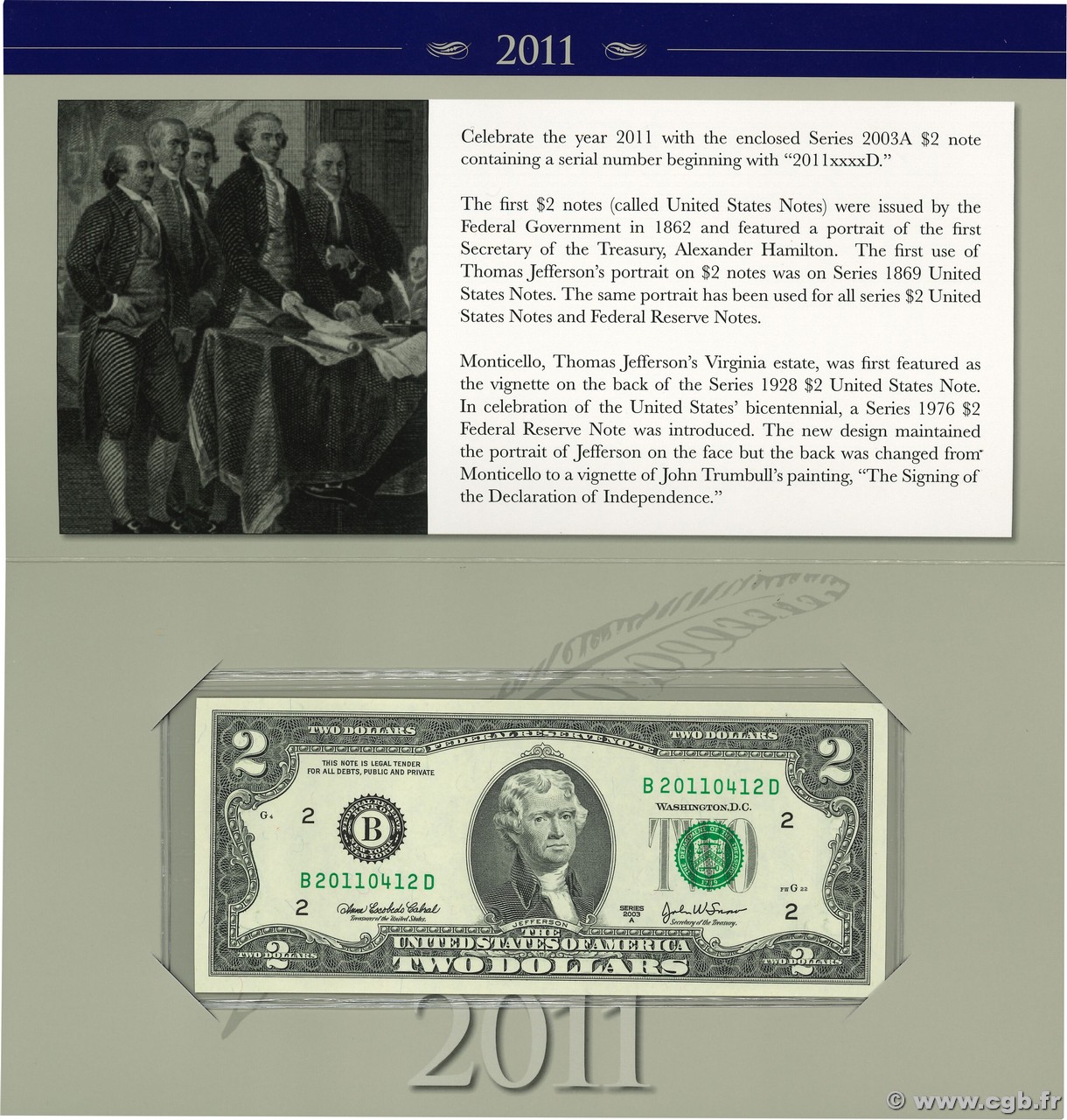 2 Dollars Set de présentation UNITED STATES OF AMERICA New York 2003 P.516b UNC