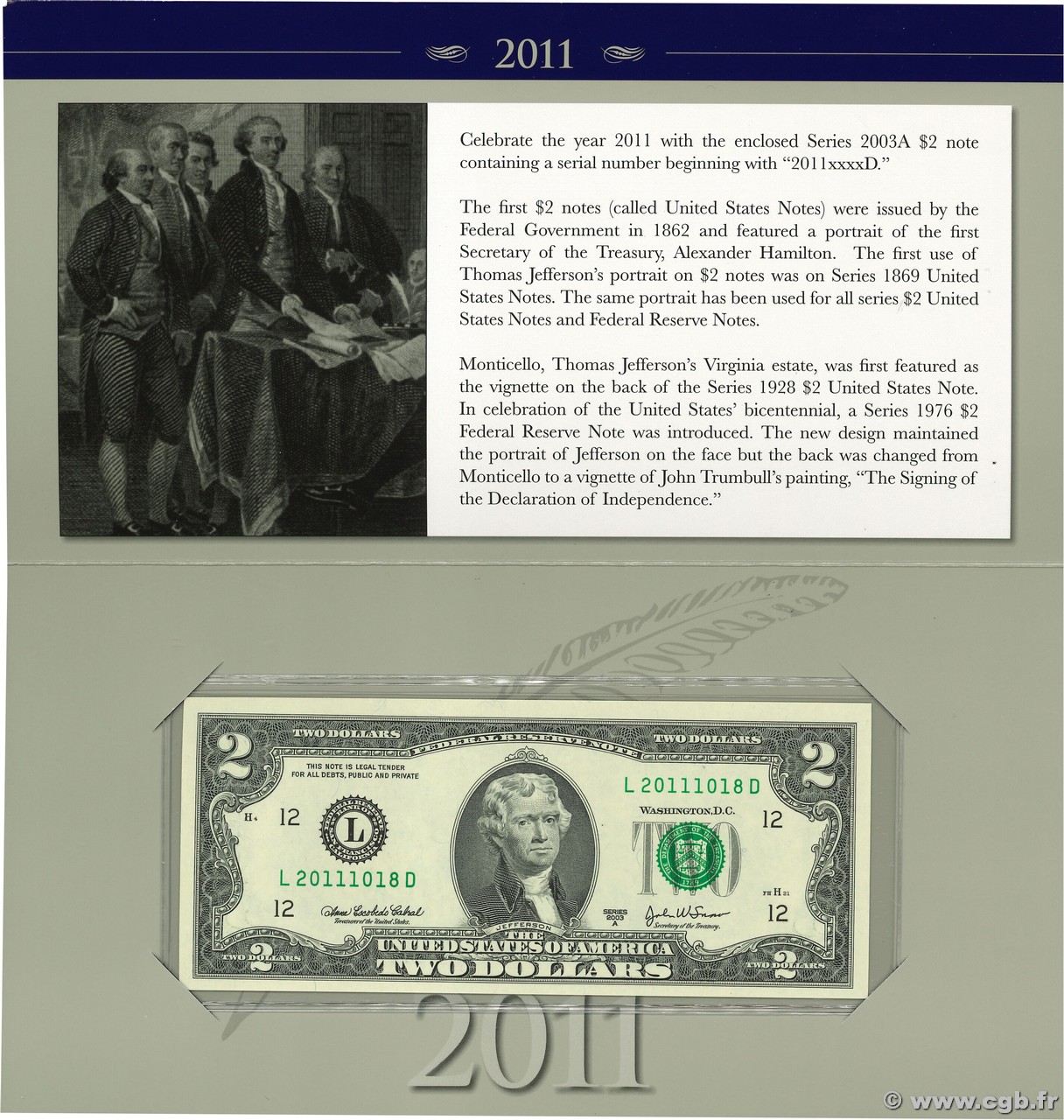 2 Dollars Set de présentation UNITED STATES OF AMERICA San Francisco 2003 P.516b UNC