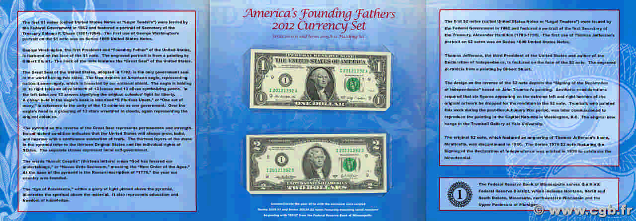 1 et 2 Dollars Set de présentation ESTADOS UNIDOS DE AMÉRICA Minneapolis 2003 P.516b et 530 FDC