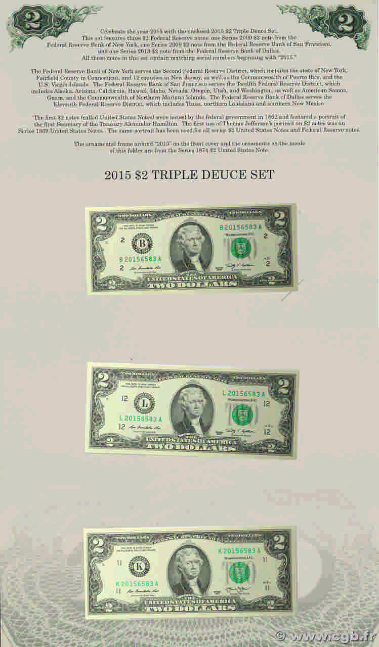 2 Dollars Set de présentation STATI UNITI D AMERICA New York 2009 P.530A et 538 FDC