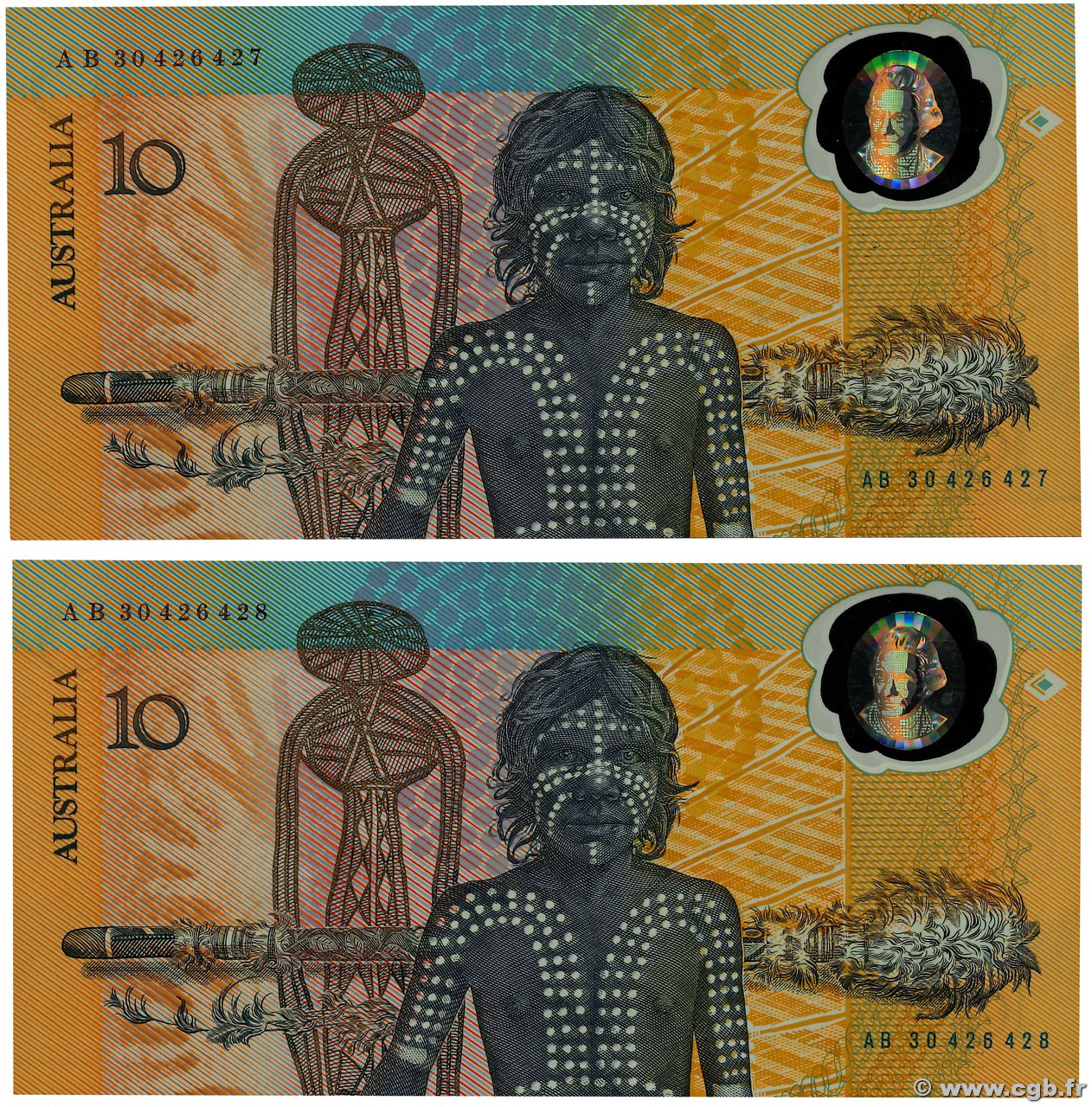 10 Dollars  Consécutifs AUSTRALIE  1988 P.49b NEUF