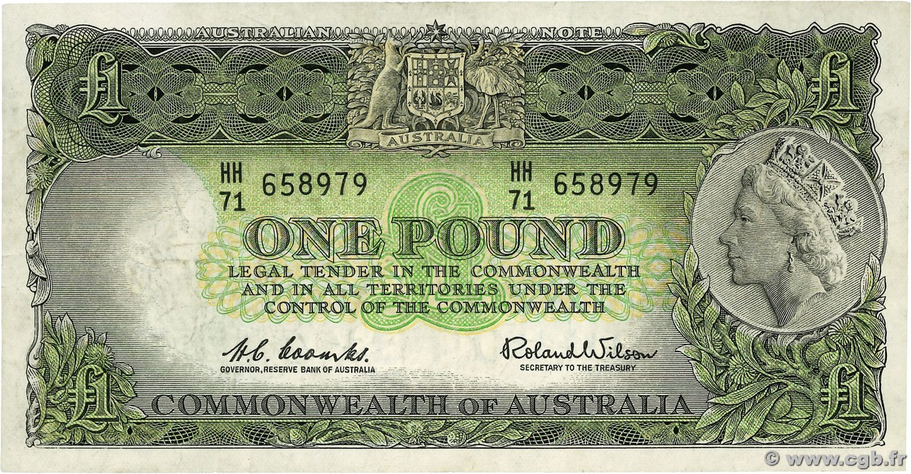 1 Pound AUSTRALIA  1953 P.30a F