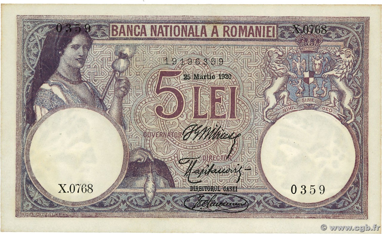 5 Lei ROUMANIE  1920 P.019a SPL