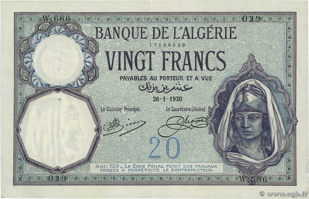 20 Francs ARGELIA  1920 P.078a EBC+