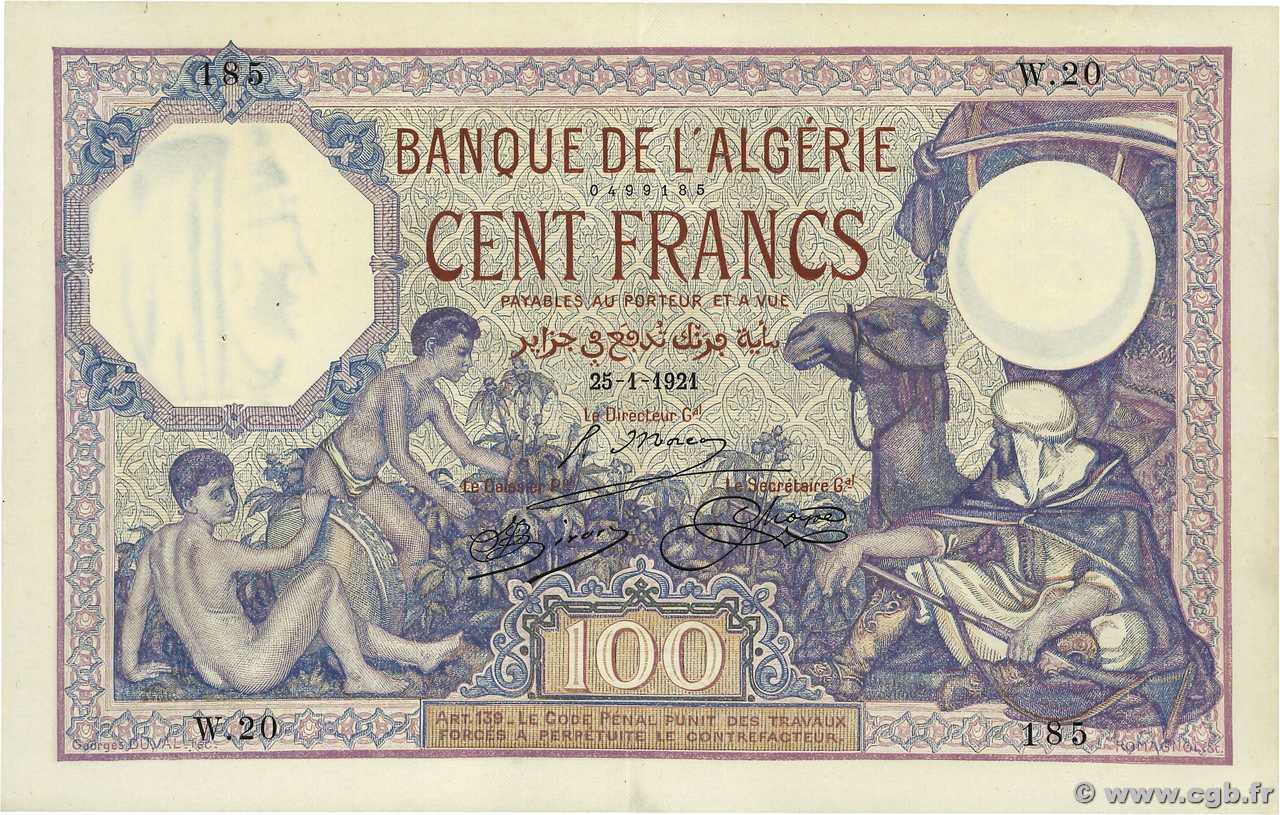 100 Francs ALGERIEN  1921 P.081a VZ
