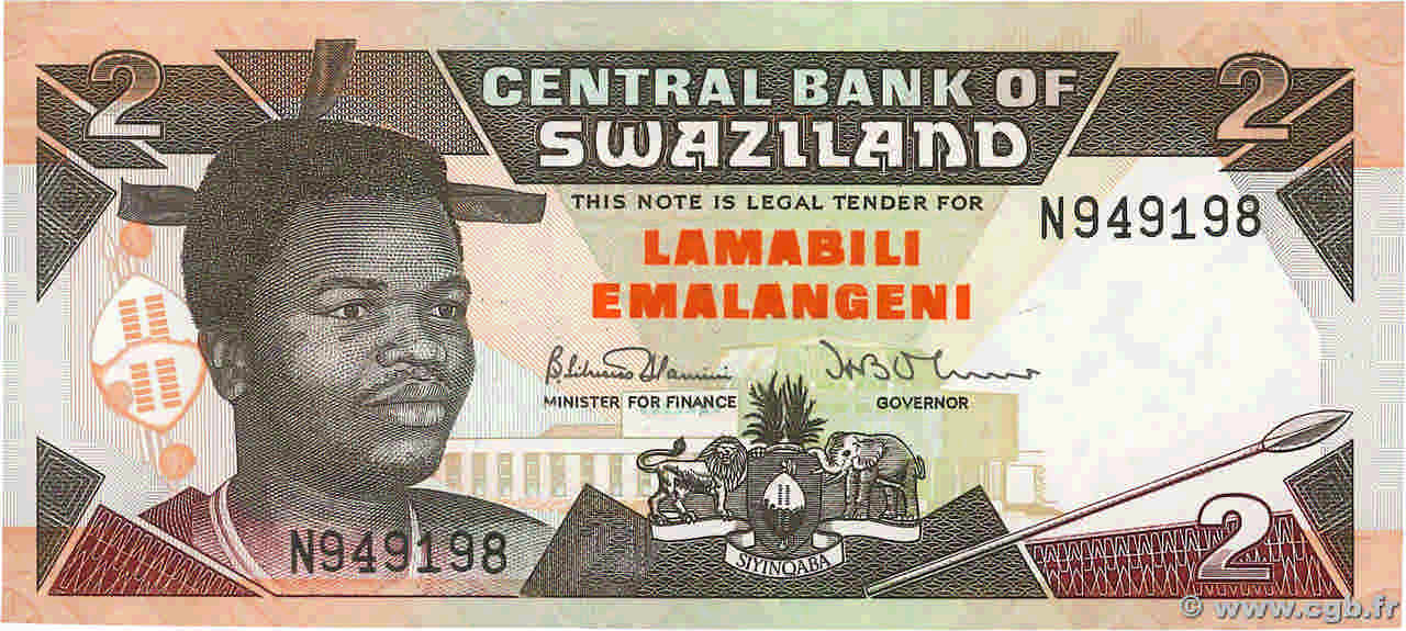 2 Emalangeni SWAZILAND  1992 P.18a NEUF