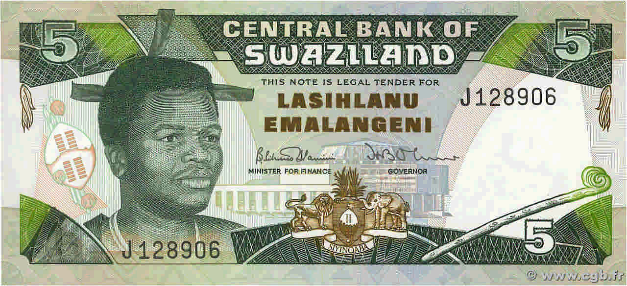 5 Emalangeni SWAZILAND  1990 P.19a NEUF