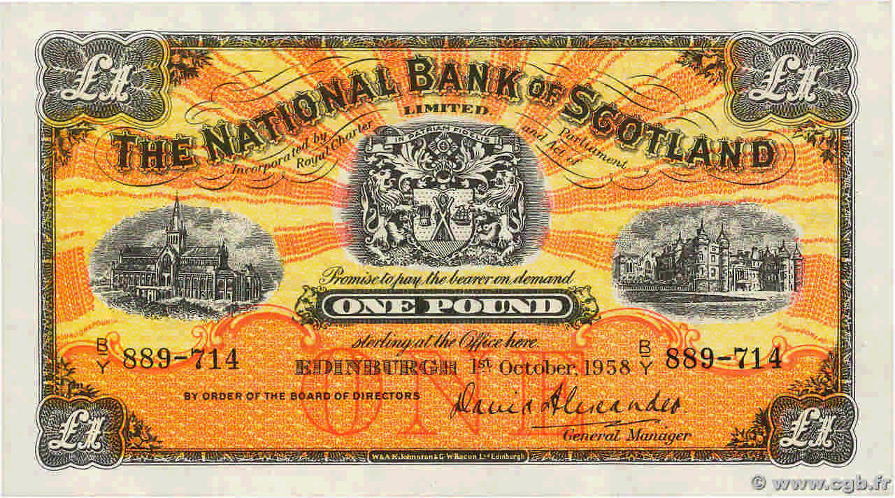 1 Pound ÉCOSSE  1958 P.258c SPL