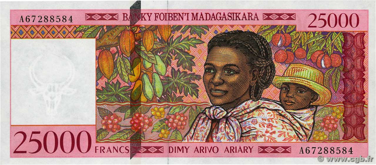 25000 Francs - 5000 Ariary MADAGASCAR  1998 P.082 q.FDC