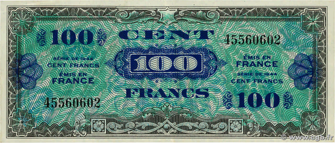 100 Francs DRAPEAU FRANCE  1944 VF.20.01 SUP