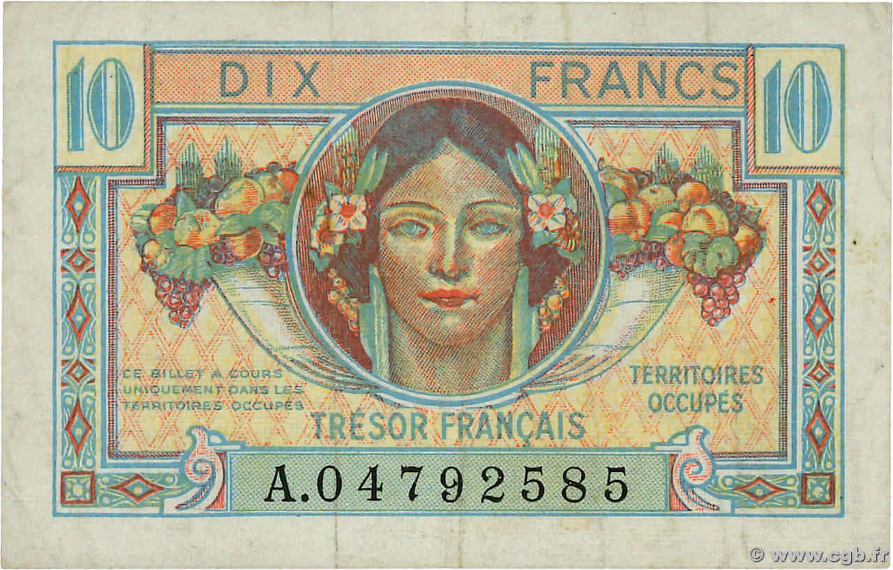 10 Francs TRÉSOR FRANÇAIS FRANCE  1947 VF.30.01 TTB