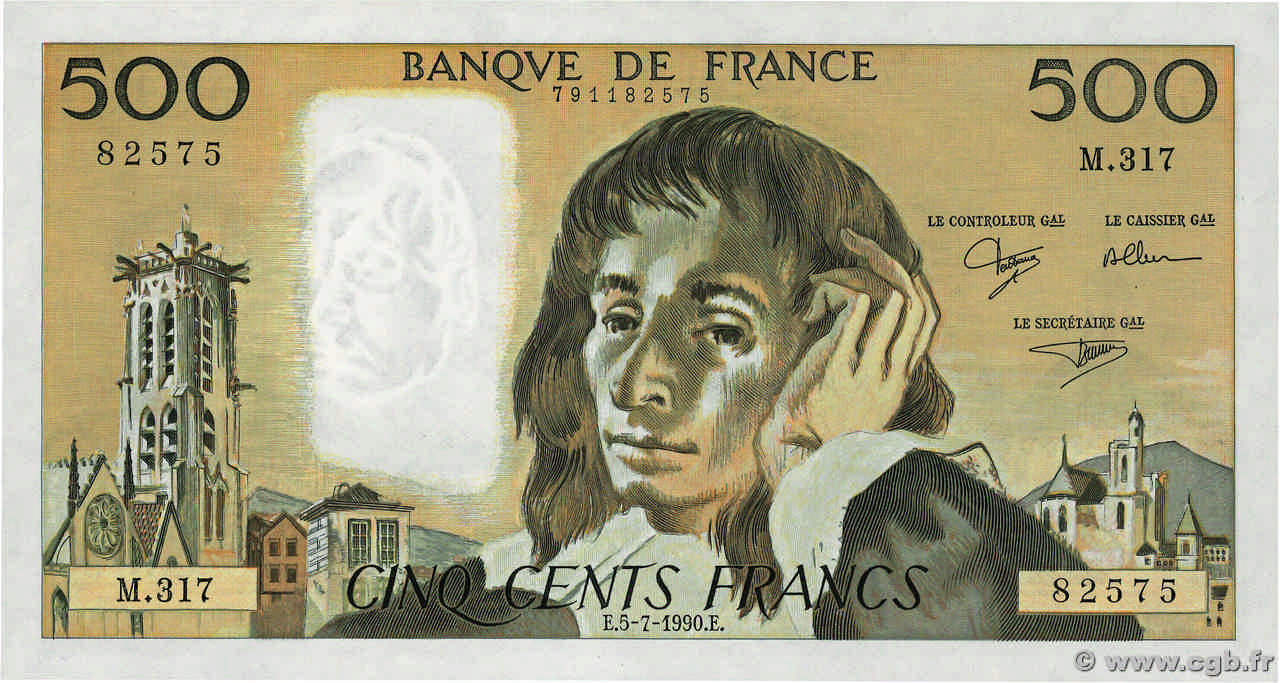 500 Francs PASCAL FRANCE  1990 F.71.44 pr.NEUF