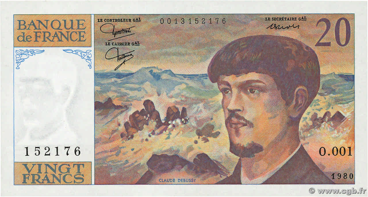 20 Francs DEBUSSY FRANCE  1980 F.66.01 NEUF