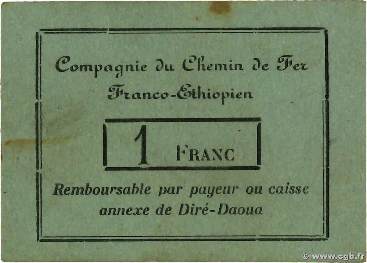 1 Franc DJIBOUTI Dire Daoua 1919 P.- SPL