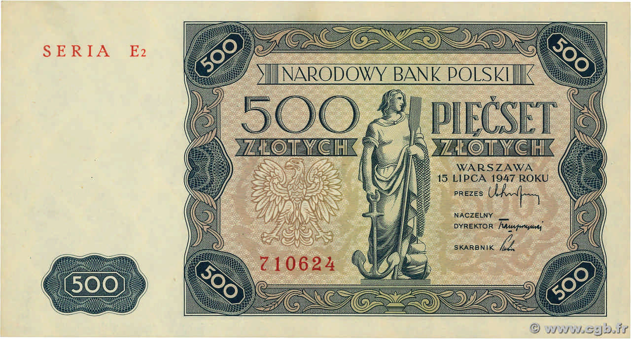 500 Zlotych POLONIA  1947 P.132a q.FDC