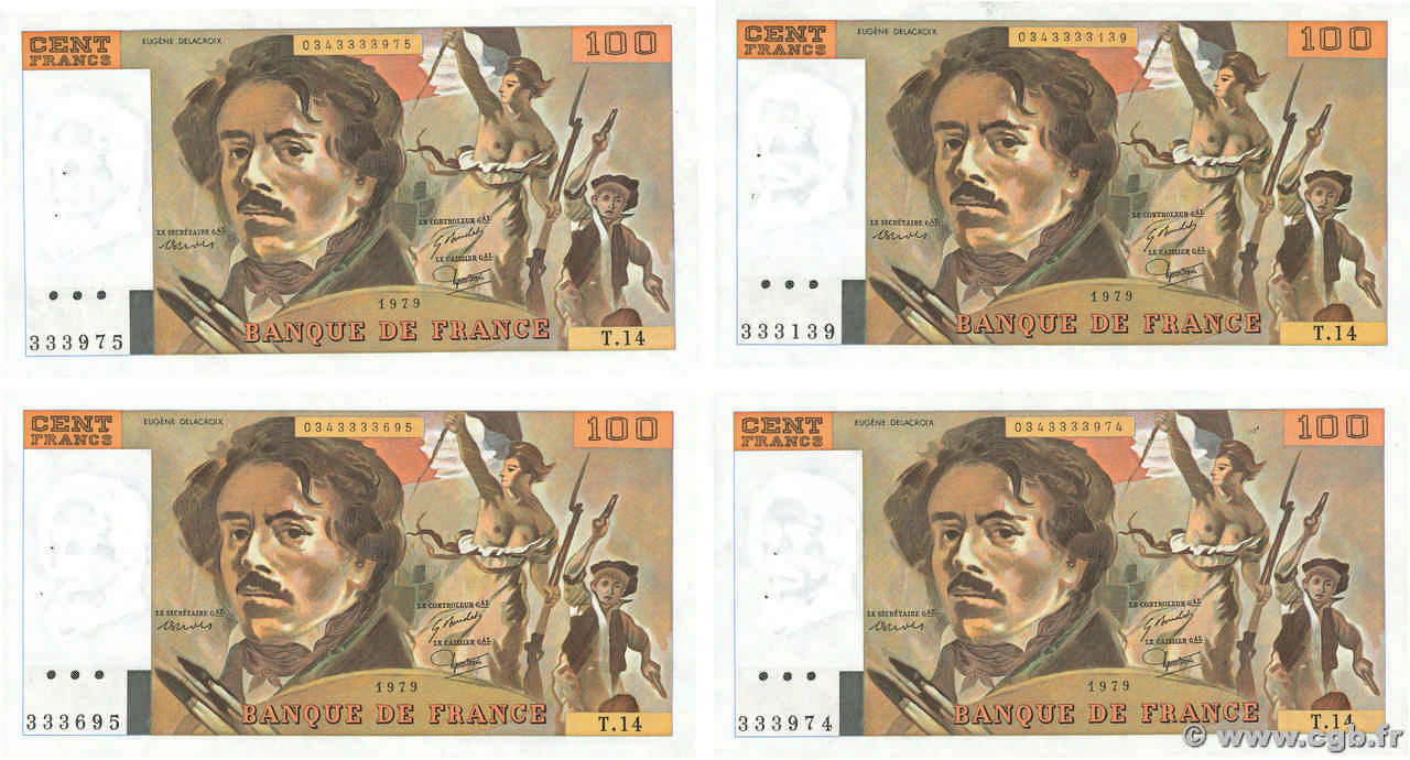 100 Francs DELACROIX modifié Lot FRANCIA  1979 F.69.02c SC