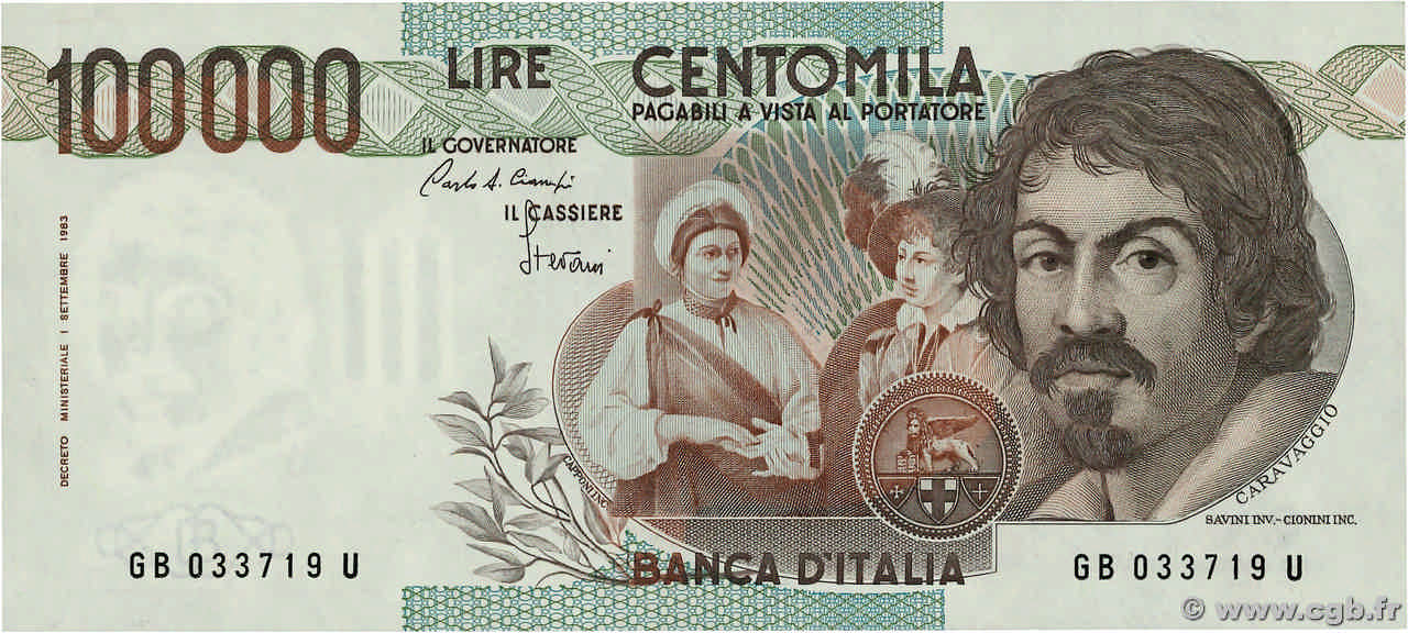 100000 Lire ITALY  1983 P.110a UNC-