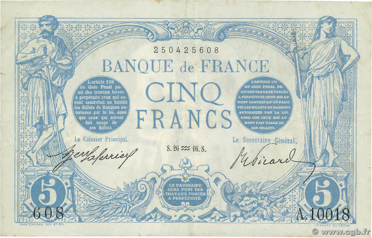 5 Francs BLEU FRANCE  1916 F.02.35 TB+