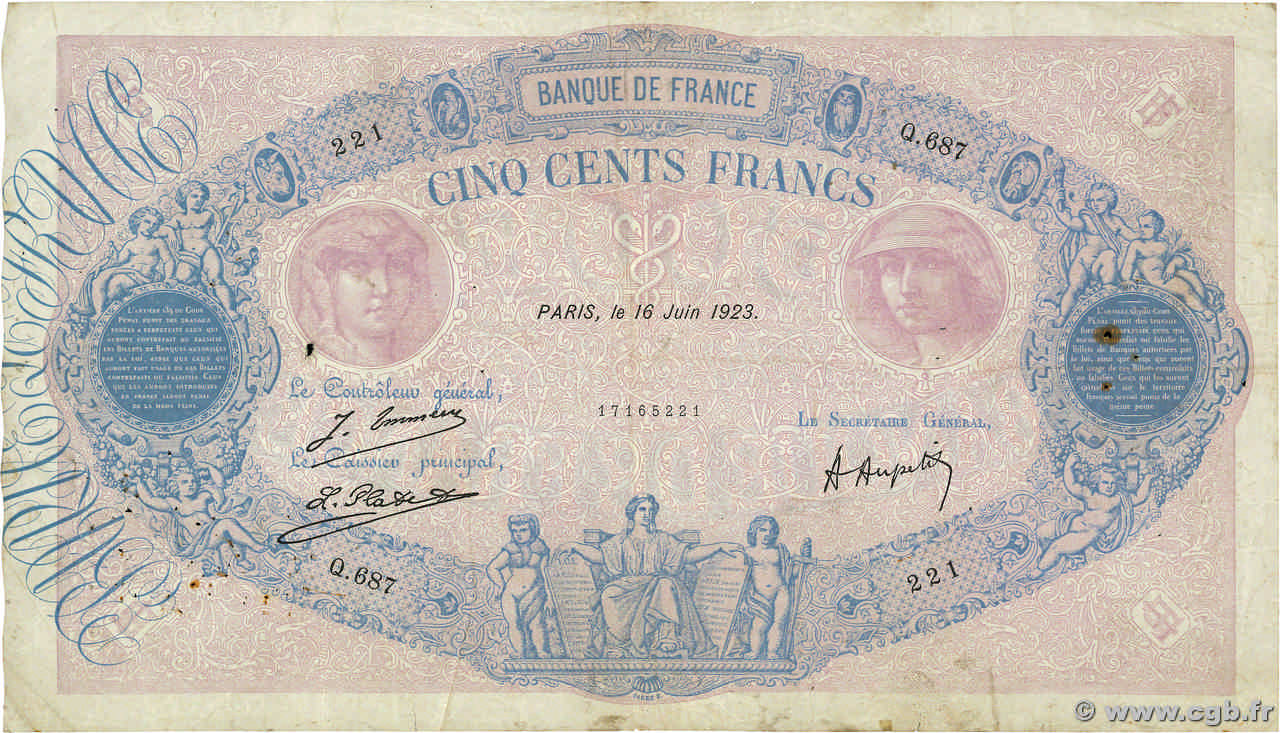 500 Francs BLEU ET ROSE FRANCE  1923 F.30.27 F-